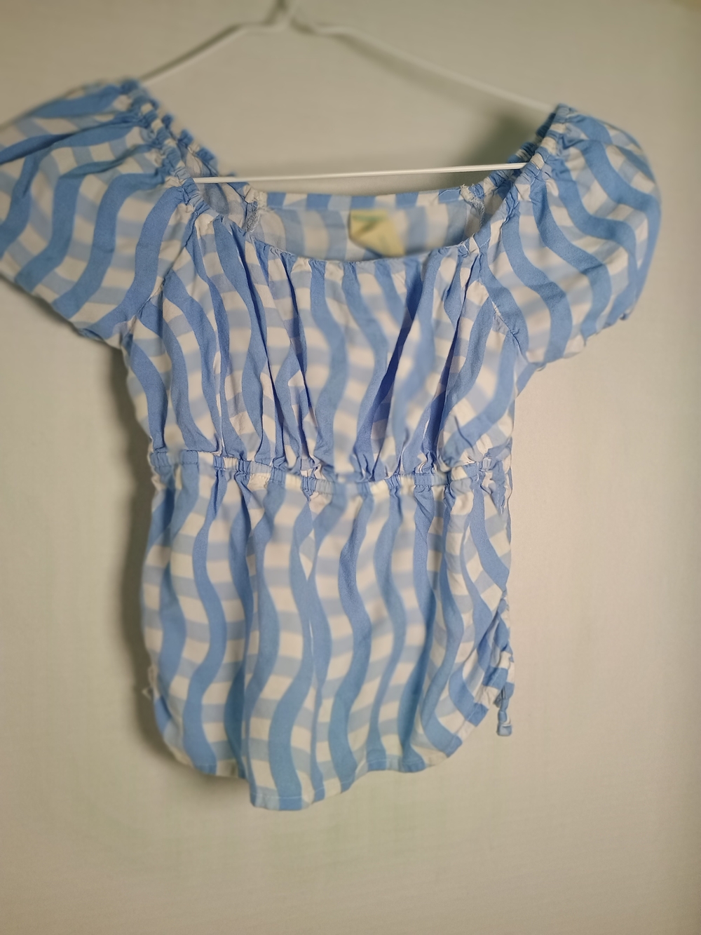 Thereabouts Girls Blue & White Puff Sleeve Blouse Small